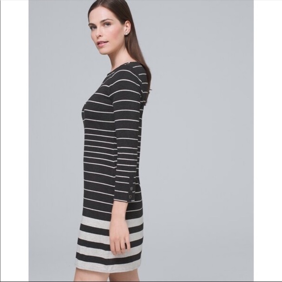 WHBM Snap-Sleeve Striped Shift Dress, Size Small - Picture 7 of 7